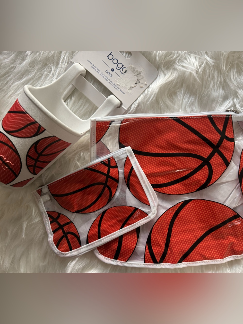Bogg basketball clear pouches with cup holder